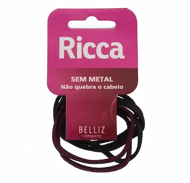 Elástico para Cabelo Ricca Basics sem Metal com 6 unidades