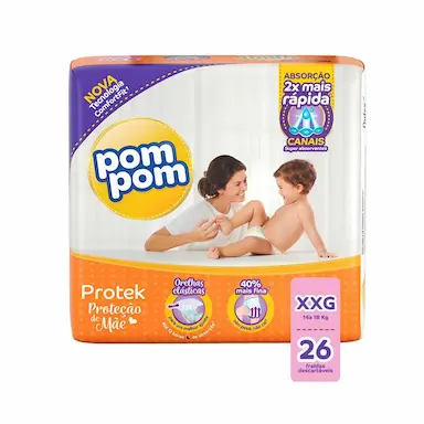 Fralda Pom Pom Protek Proteção de Mãe XXG - 26 Unidades