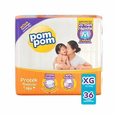 Fralda Pom Pom Protek Proteção de Mãe XG - 36 Unidades