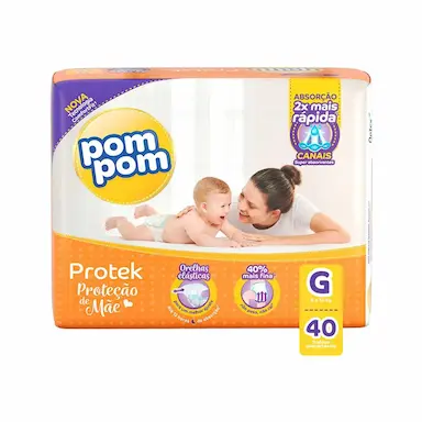Fralda Pom Pom Protek Proteção de Mãe G - 40 Unidades