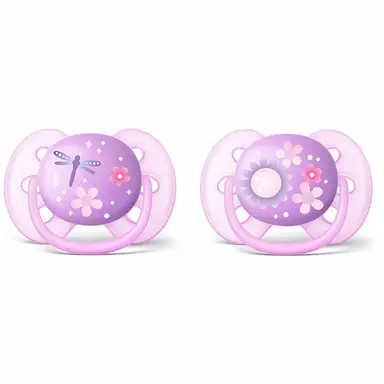 Chupeta Philips Avent Ultra Soft Rosa e Roxo 6 a 18 meses com 2 unidades
