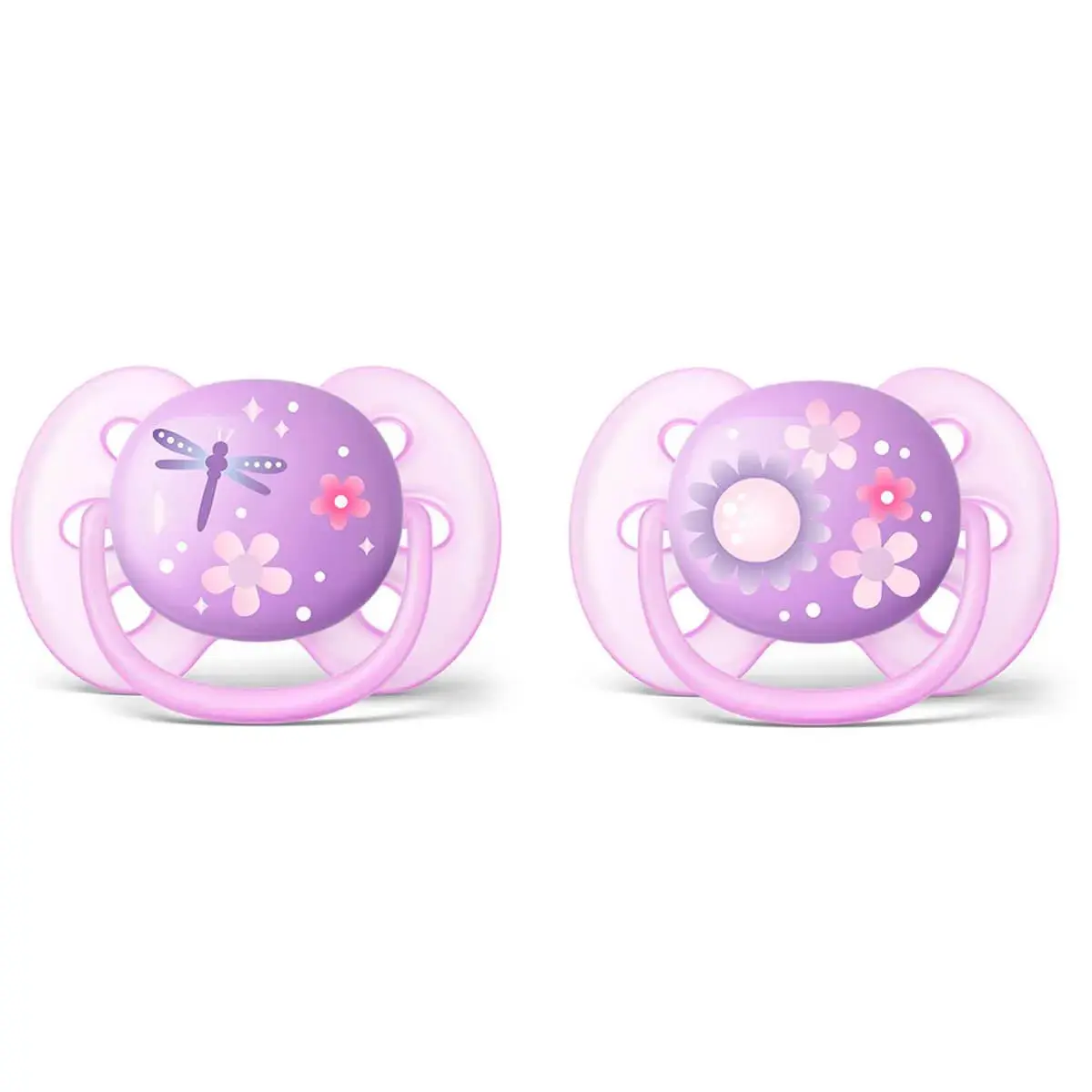 Chupeta Philips Avent Ultra Soft Rosa e Roxo 6 a 18 meses com 2 unidades