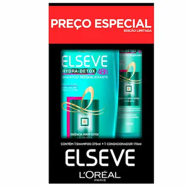 Kit Elseve Hydra Detox Shampoo com 375ml + Condicionador com 170ml