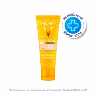 Protetor Solar Facial Vichy Idéal Soleil Clarify Cor Clara FPS 60 40g