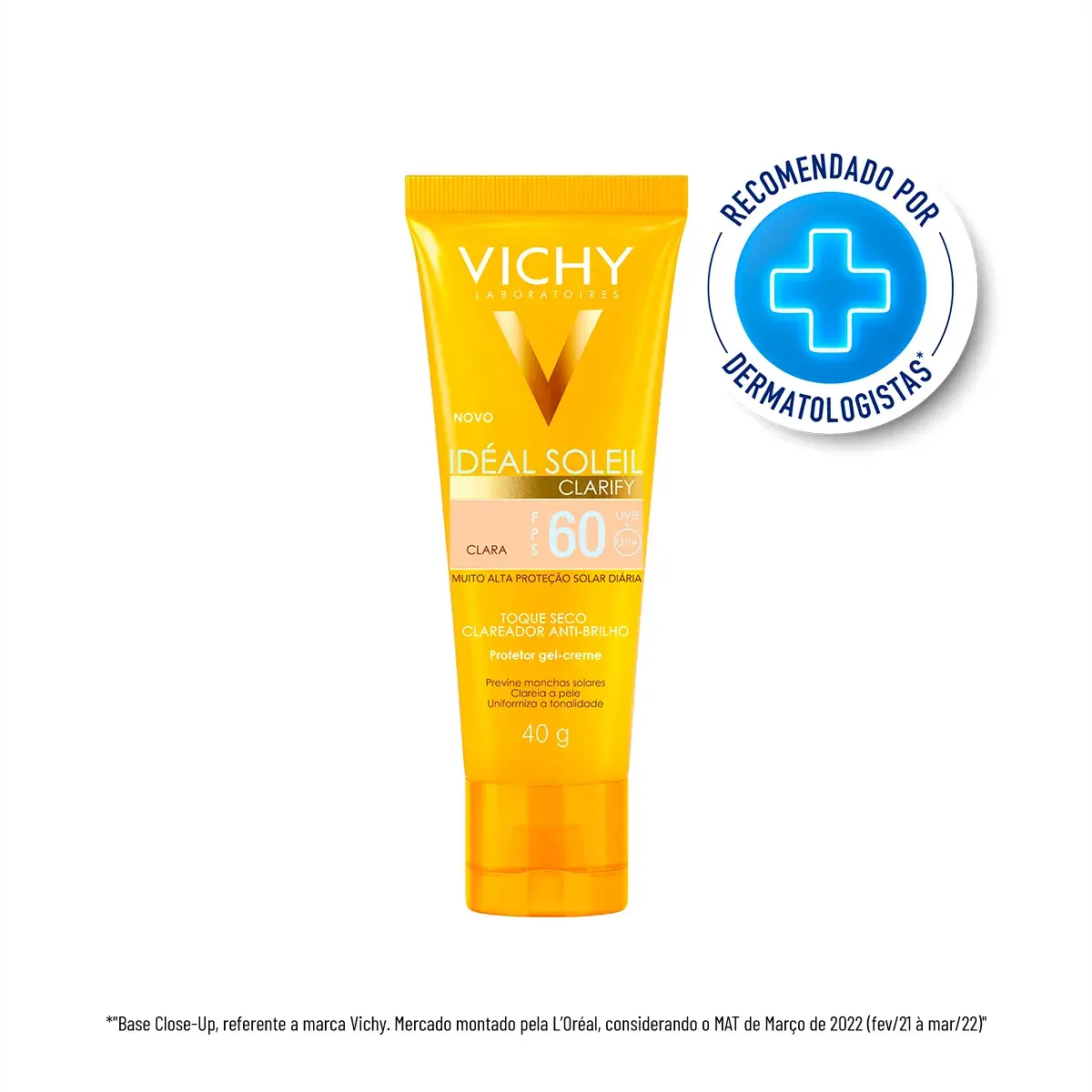 Protetor Solar Facial Vichy Idéal Soleil Clarify Cor Clara FPS 60 40g