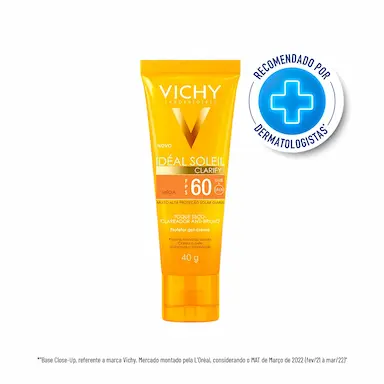 Protetor Solar Facial Vichy Idéal Soleil Clarify Cor Média FPS 60 com 40g