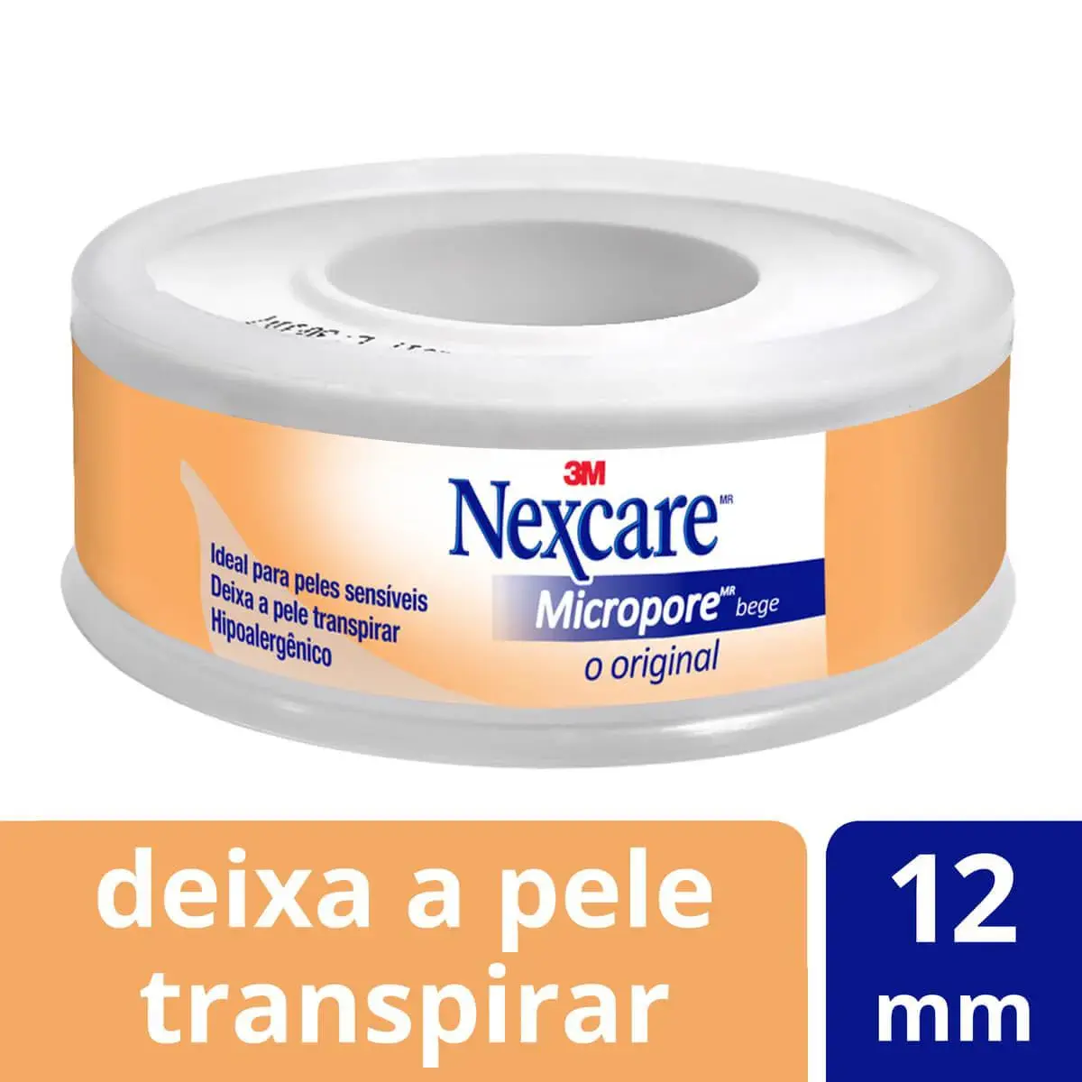 Fita Micropore Nexcare O Original Bege com 1 rolo de 12mmx4,5m