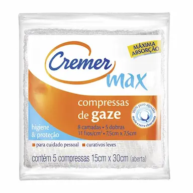 Compressa de Atadura Gaze Cremer Max com 5 unidades