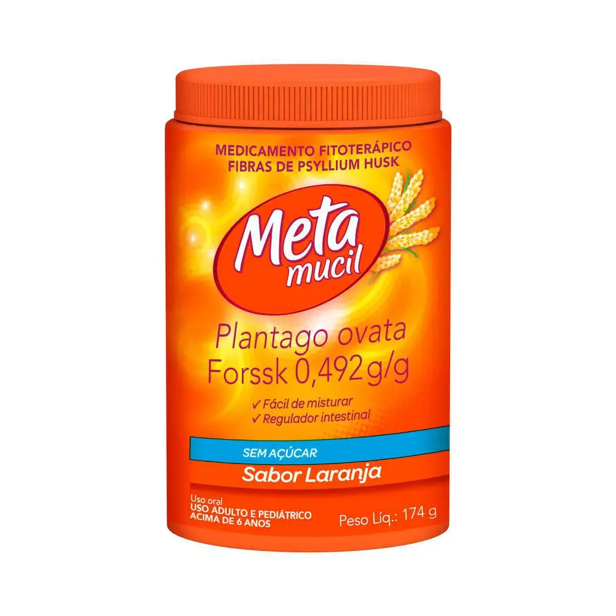 Metamucil Sabor Laranja Sem Açúcar 174g