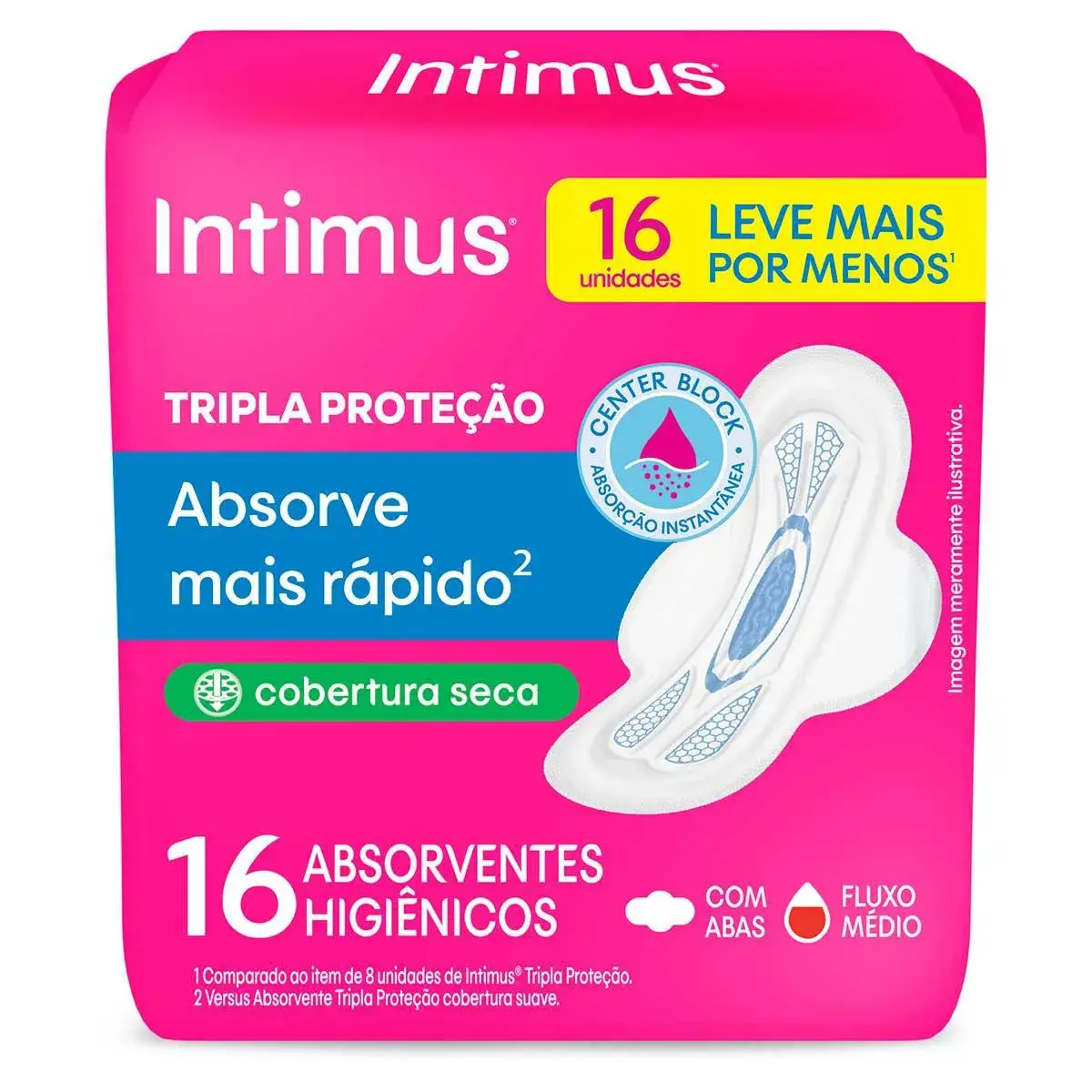 Absorvente Intimus Tripla Proteção Cobertura Seca com Abas com 16 unidades