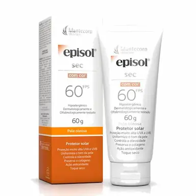 Protetor Solar Facial Episol Sec com Cor Pele Oleosa FPS 60 com 60g