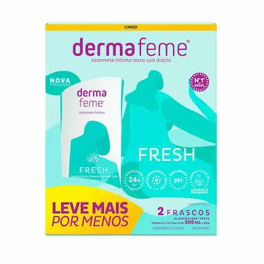 Kit Sabonete Íntimo Líquido Dermafeme Fresh com 2 unidades de 200ml cada