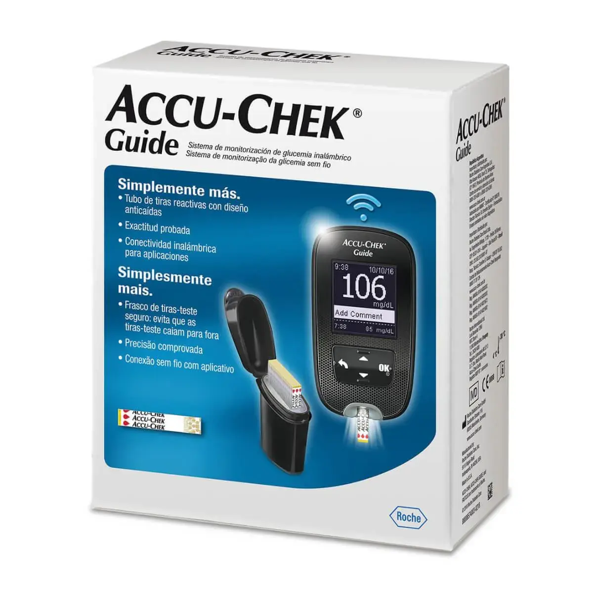 Kit para Controle de Glicemia Accu Chek Guide com 1 monitor de glicemia + 10 tiras-teste + 1 lancetador