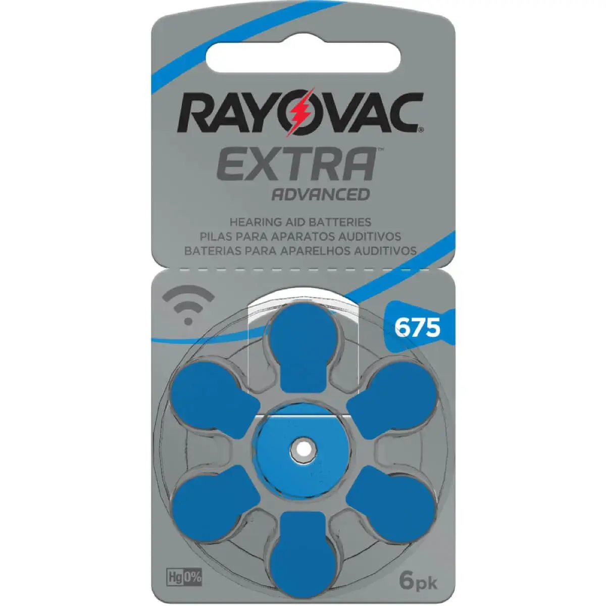 Pilha para Aparelho Auditivo 675 Rayovac Extra Advanced com 6 unidades