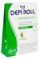 Cera Depilatória Corporal Depi Roll Resistance Algas com 16 folhas prontas + sachê pós-depilatório