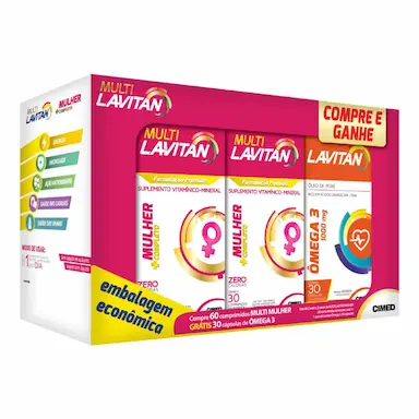 Kit Lavitan com 2 Lavitan Multi Mulher com 30 comprimidos + 1 Lavitan Ômega 3 com 30 cápsulas