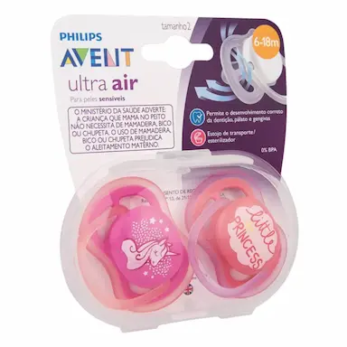 Chupeta Philips Avent Ultra Air 6 a 18 meses Rosa com 2 unidades