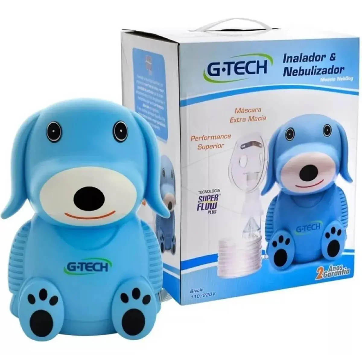 Inalador e Nebulizador G-Tech Nebdog Azul Bivolt com 1 unidade