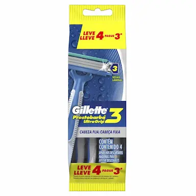 Barbeador Gillette Prestobarba Ultragrip 3 4 unidades