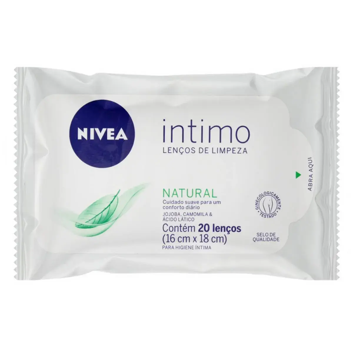 Lenço de Limpeza Íntima Nivea Natural com 20 unidades