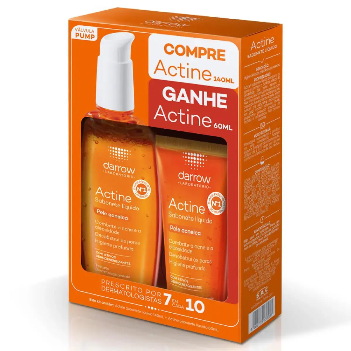 Kit Sabonete Líquido Actine Pele Acneica com 140ml + 60ml Grátis