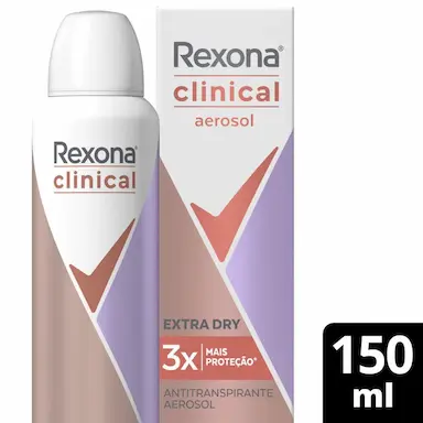 Desodorante Antitranspirante Aerosol Rexona Clinical Extra Dry Feminino com 150ml