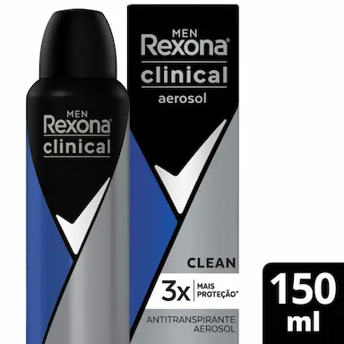 Desodorante Antitranspirante Aerosol Rexona Men Clinical Clean Masculino com 150ml