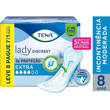 Absorvente para Incontinência Urinária Tena Lady Discreet Extra com 8 unidades