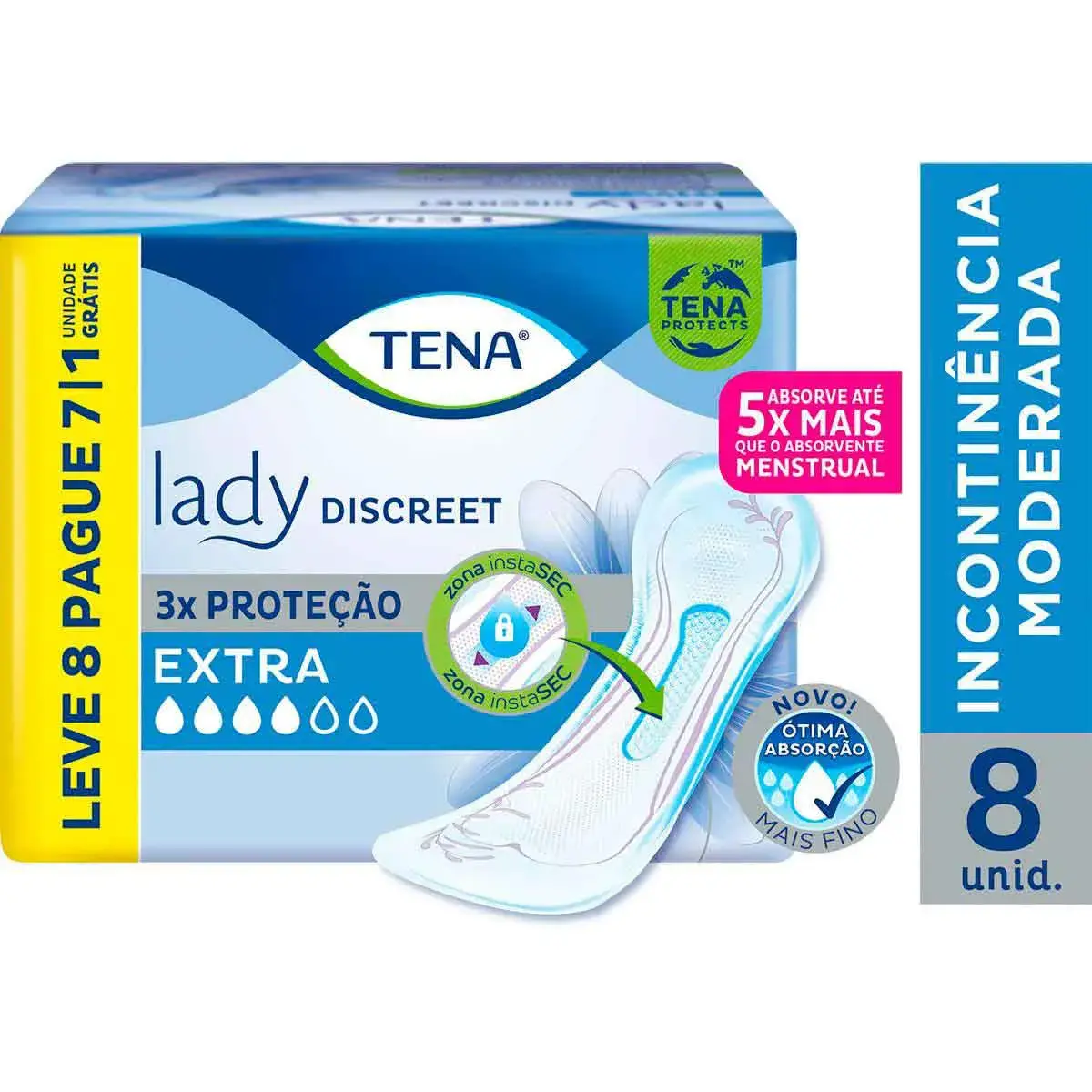 Absorvente para Incontinência Urinária Tena Lady Discreet Extra com 8 unidades