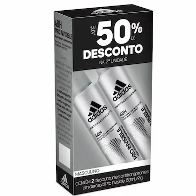 Kit Desodorante Aerosol Adidas Pro Invisible Masculino com 2 unidades
