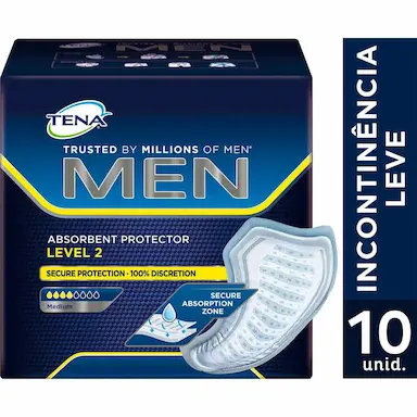 Absorvente Masculino para Incontinência Urinária Tena Men Nível 2 Médio com 10 unidades