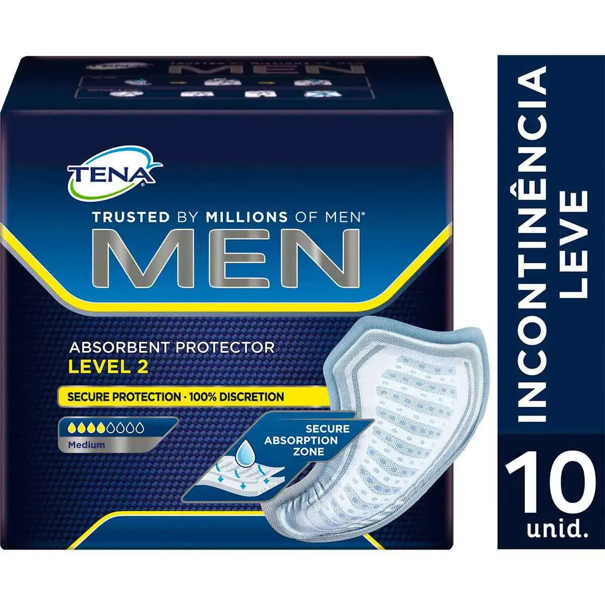 Absorvente Masculino para Incontinência Urinária Tena Men Nível 2 Médio com 10 unidades