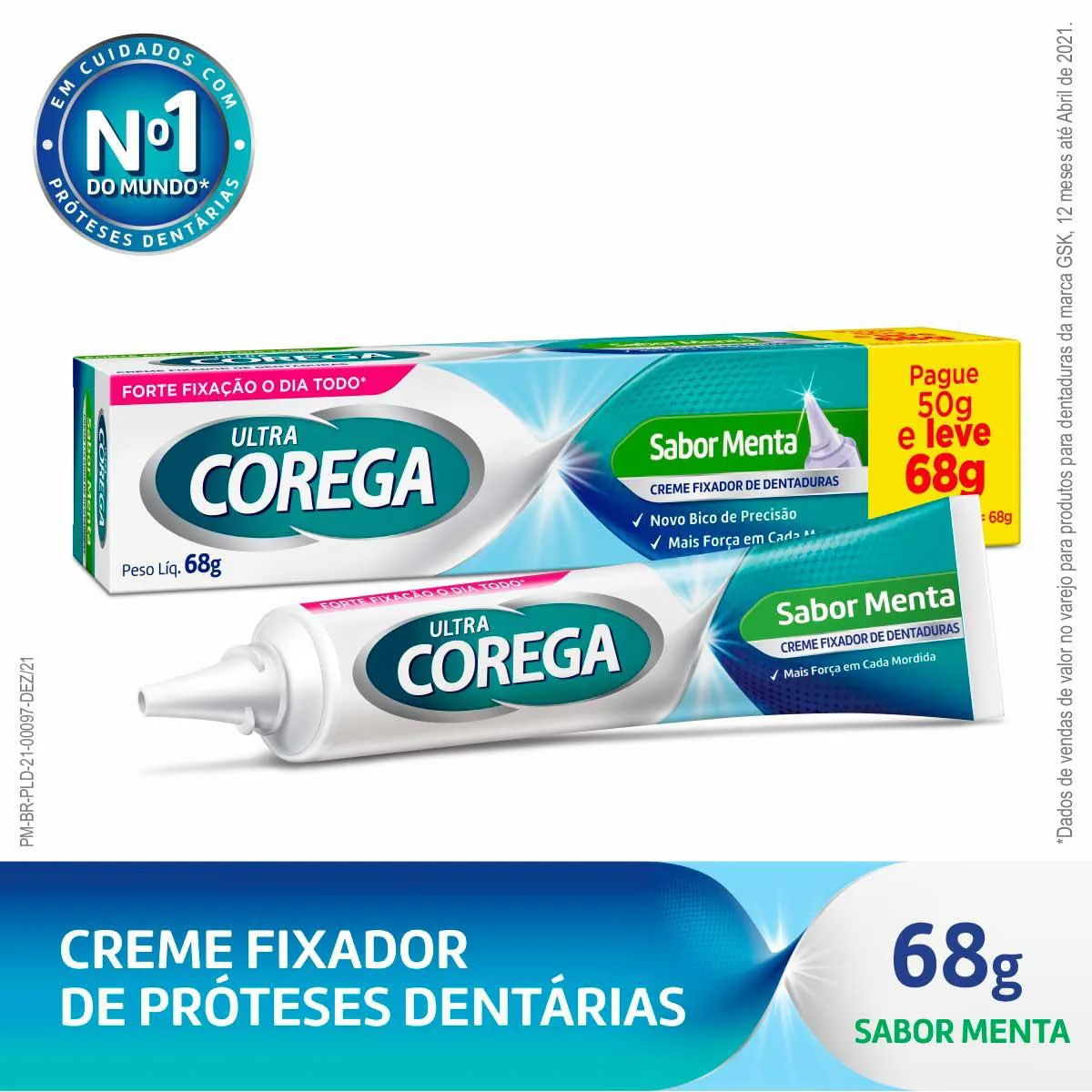 Creme Fixador de Dentadura Ultra Corega Sabor Menta 68g