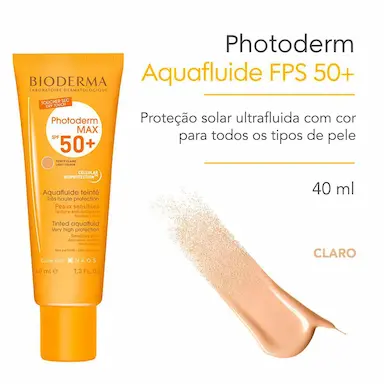 Protetor Solar Facial Bioderma Photoderm Max Aquafluide Tom Claro FPS50+ com 40ml