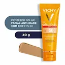 Protetor Solar Facial Vichy Idéal Soleil Anti-idade Toque Seco com Cor FPS 50 com 40g