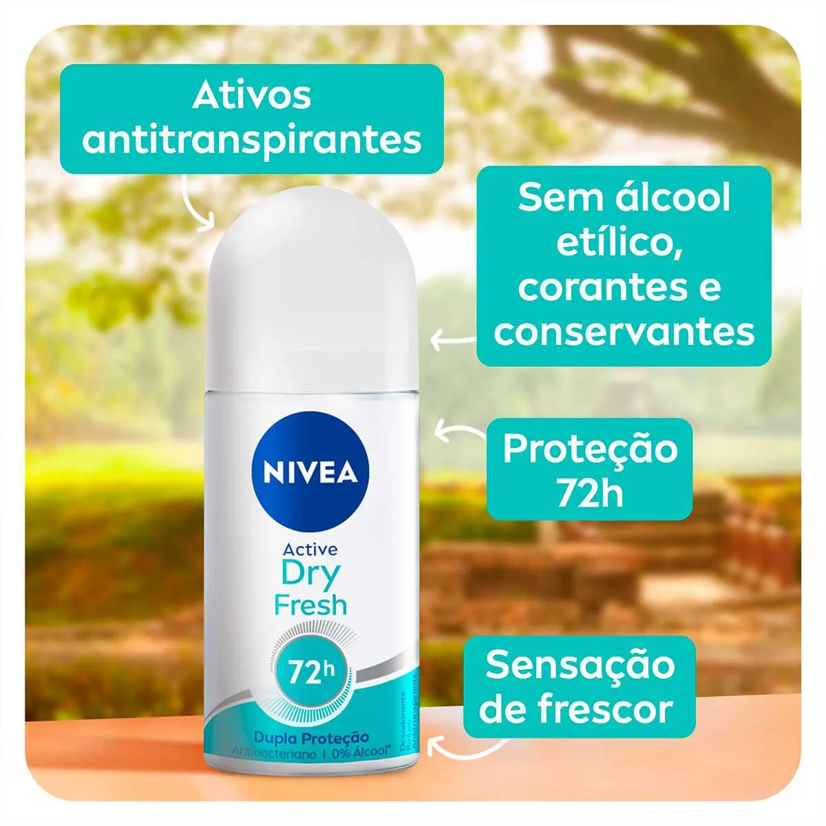 Desodorante Nivea Active Dry Fresh Feminino Roll-On com 50ml