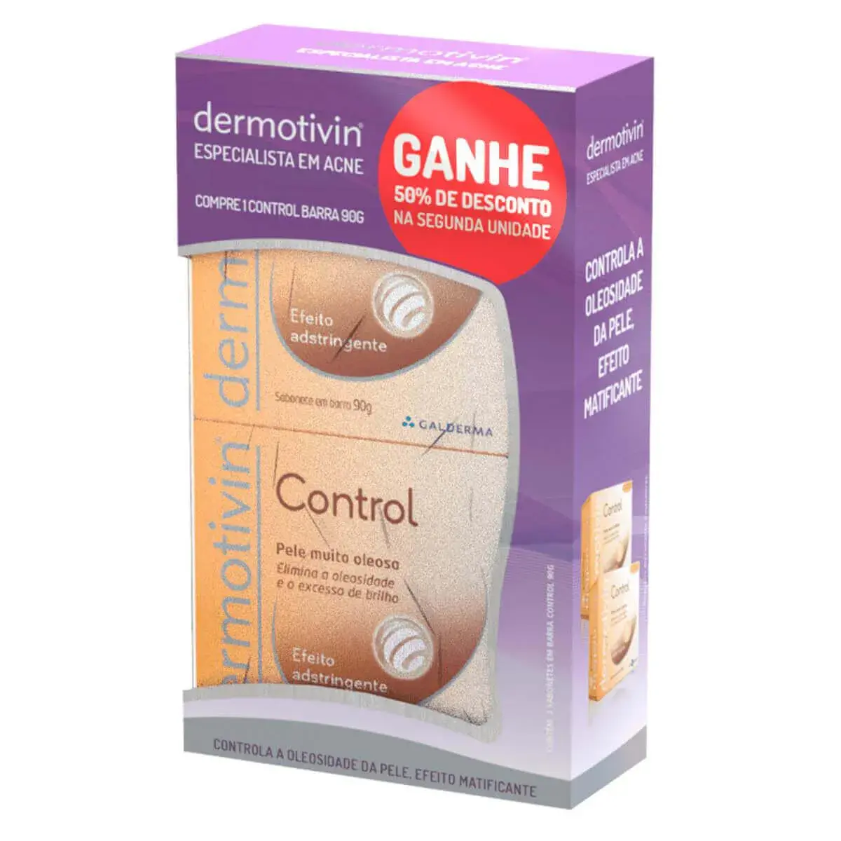 Kit Sabonete Facial em Barra Dermotivin Control com 2 unidades