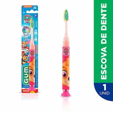 Escova de Dente Infantil G.U.M Patrulha Canina Timer Light 3+ Anos Macia com 1 unidade