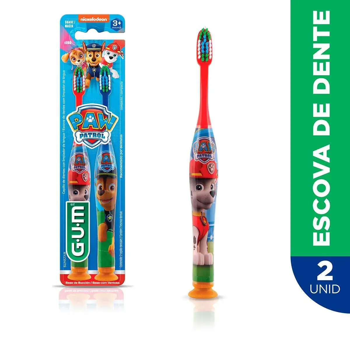 Escova de Dente Infantil G.U.M Patrulha Canina 3+ Anos Macia com 2 unidades