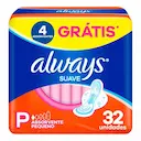 Absorvente Always Suave P com Abas 32 unidades