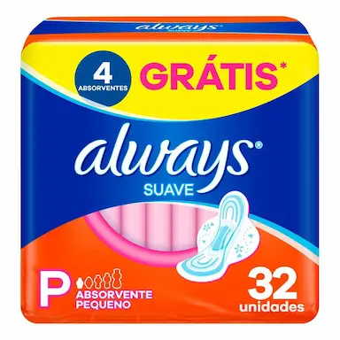 Absorvente Always Suave P com Abas 32 unidades