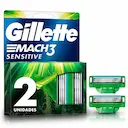 Carga para Aparelho de Barbear Gillette Mach3 Sensitive com 2 unidades