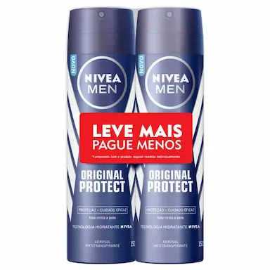 Kit com 2 Desodorantes Antitranspirante Aerosol Nivea Men Original Protect 48h com 150ml cada