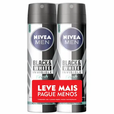 Kit Desodorante Aerosol Nivea Men Invisible Black & White Fresh com 2 unidades