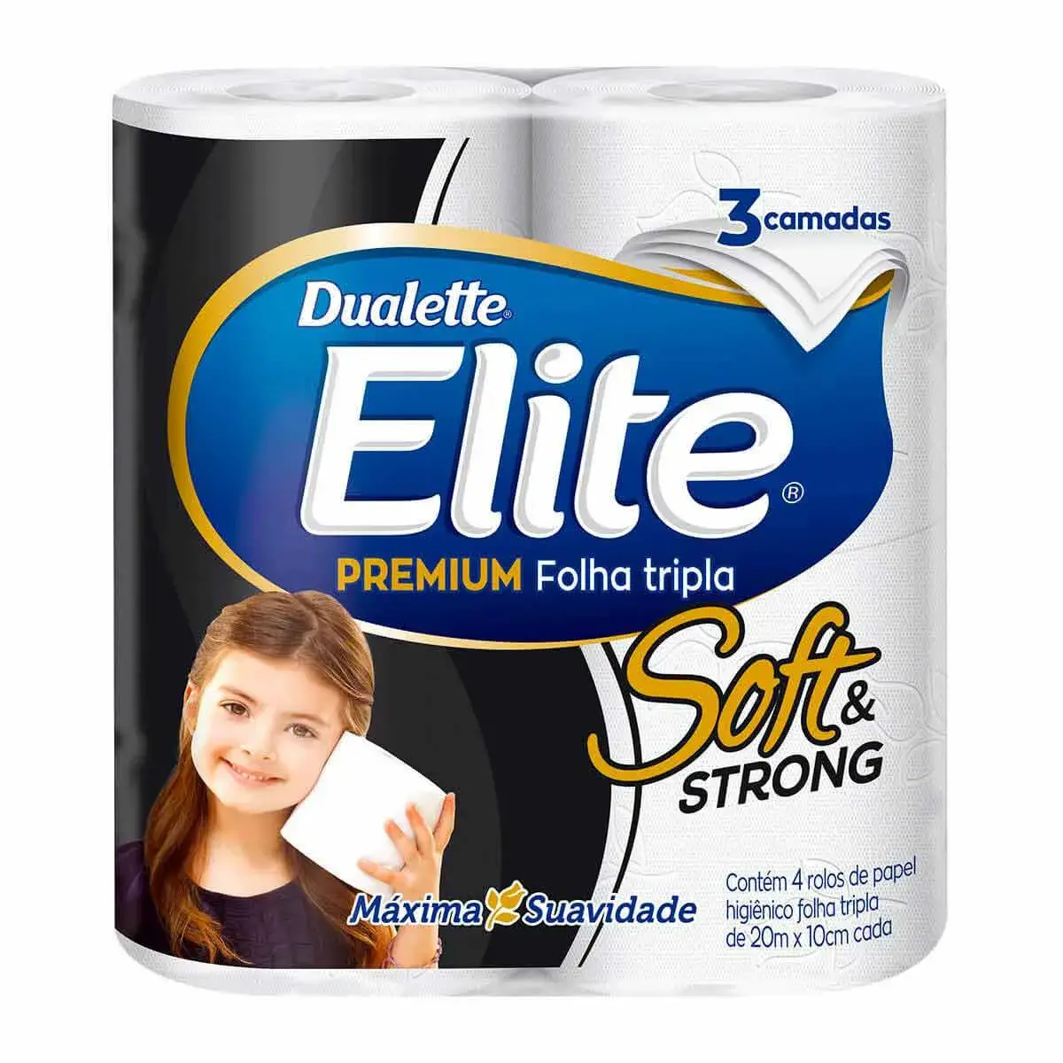 Papel Higiênico Dualette Elite Premium Folha Tripla com 4 rolos