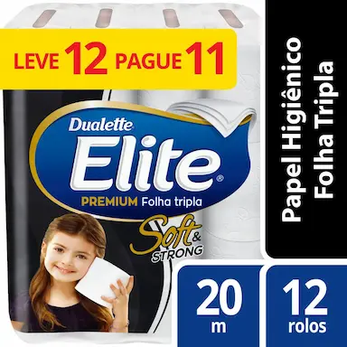 Papel Higiênico Dualette Elite Folha Tripla Leve 12 Pague 11 rolos