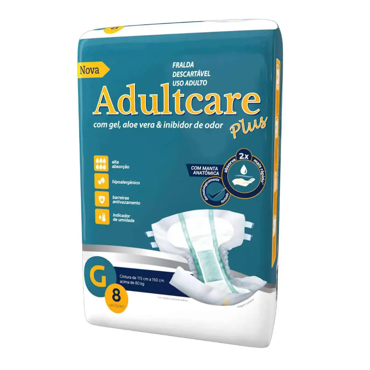 Fralda Adulto Adultcare Plus G 8 unidades