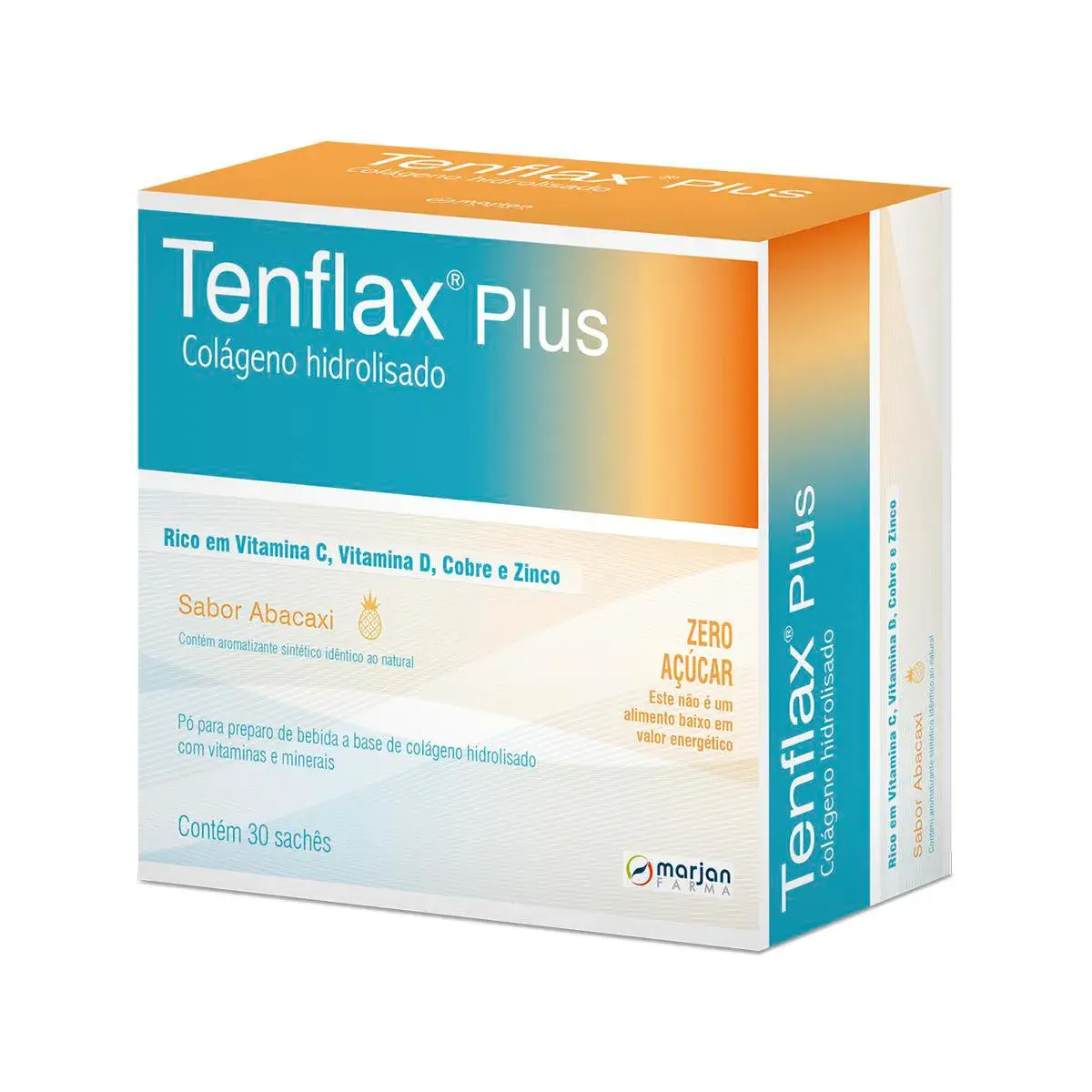 Suplemento em Pó Tenflax Plus Sabor Abacaxi com 30 sachês