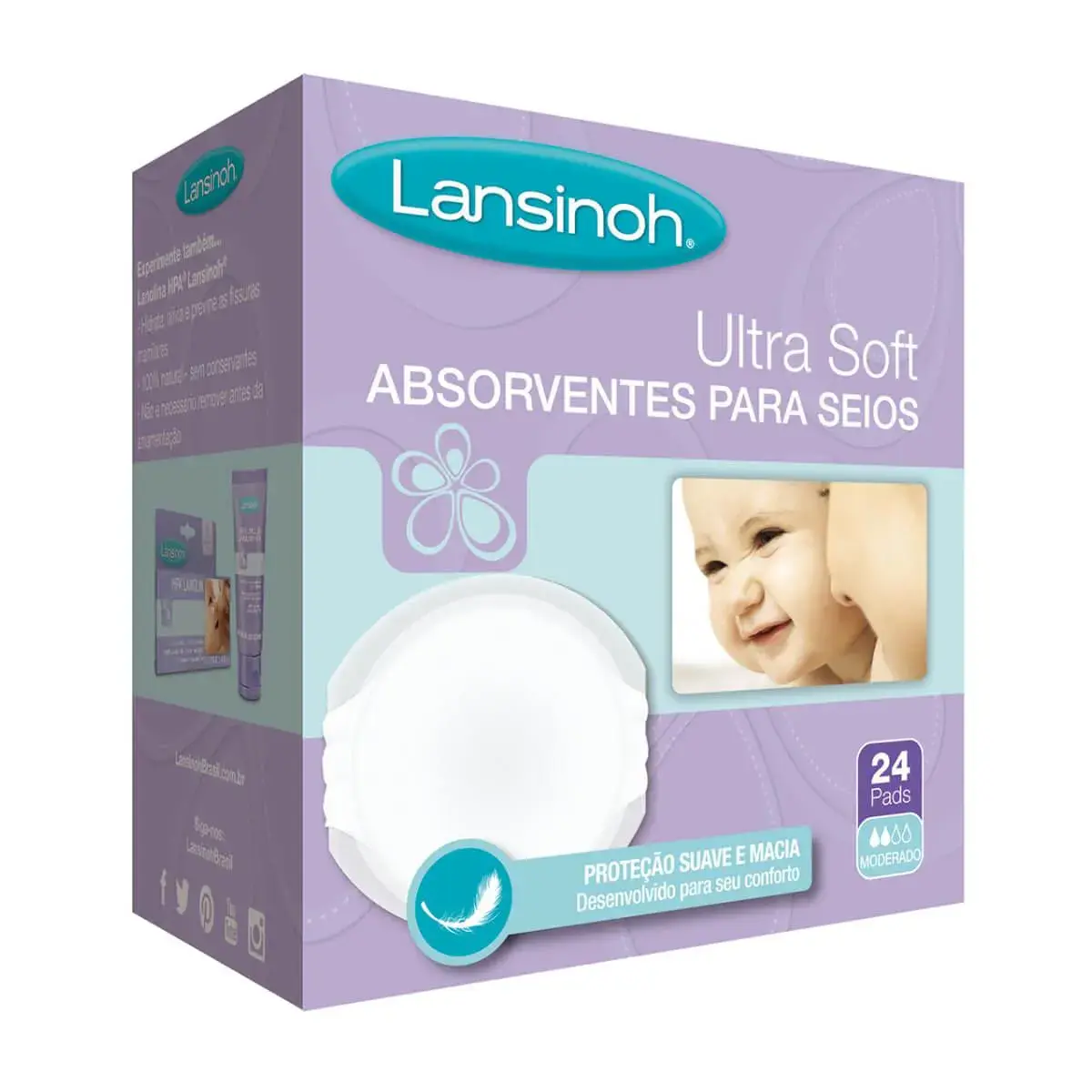 Absorvente para Seios Lansinoh Ultra Soft Descartável com 24 unidades