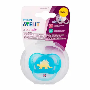 Chupeta Philips Avent Ultra Air 0 a 6 Meses Azul com Desenho com 1 unidade